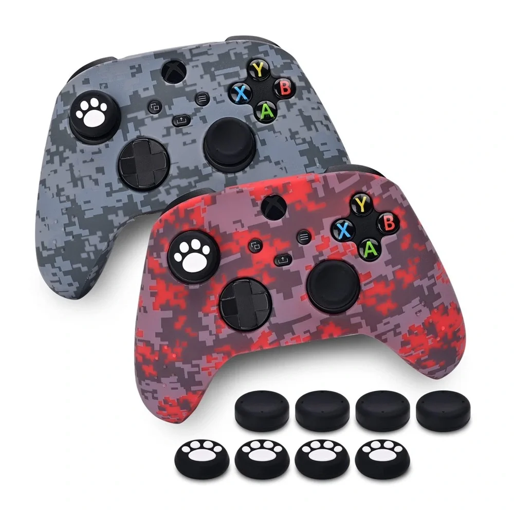 G-STORY 2PC Red & Grey Camo Silicone Cover for Xbox Series X Series S Controller